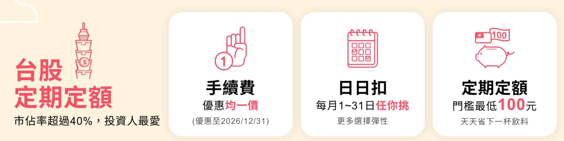 國泰證券台股定期定額優惠～2026/12/31