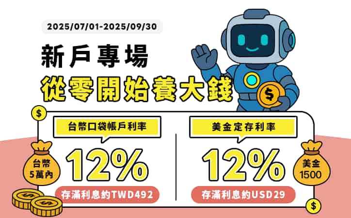 將來銀行2025Q3數位帳戶新戶利率12%
