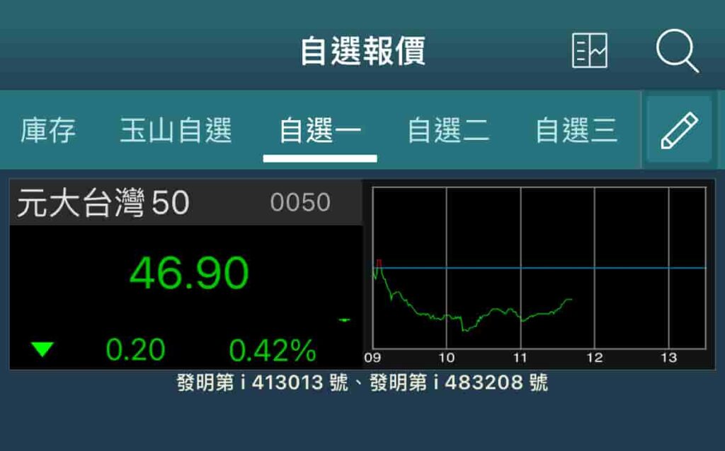 玉山證券下單APP-ETrader-報價顯示圖表