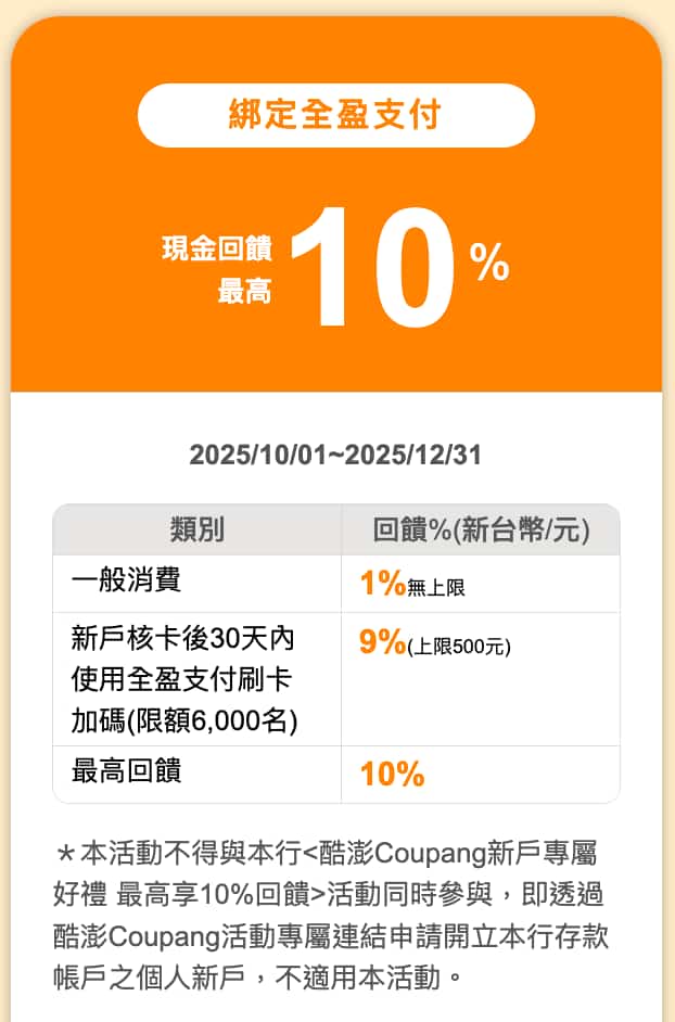 王道Obank新戶綁定全盈支付回饋