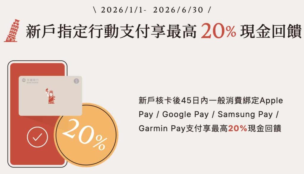永豐2026上半年幣倍卡行動支付新戶加碼回饋