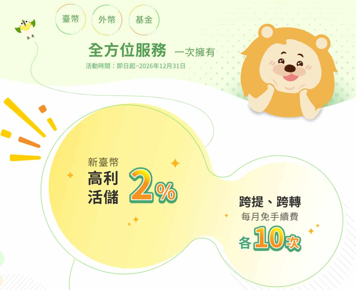 一銀2026數位帳戶活存利率12萬2%